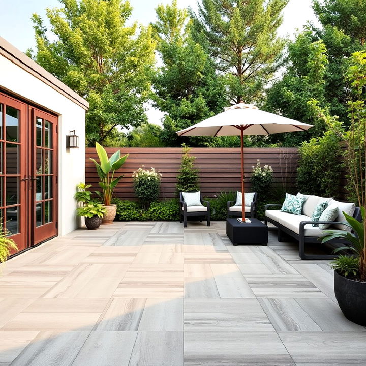 modern elegance with porcelain tiles patio