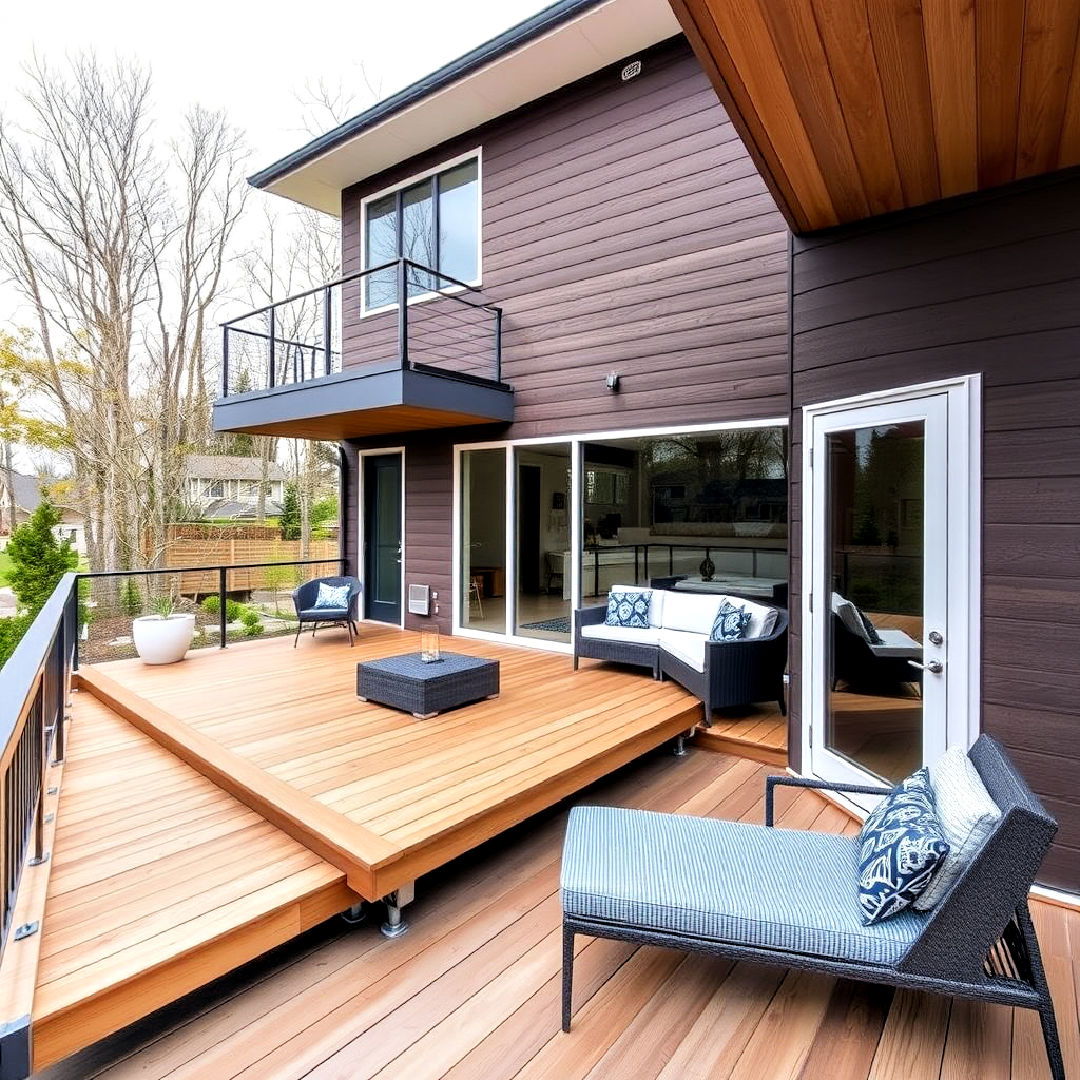 modern floating deck for 2nd floor