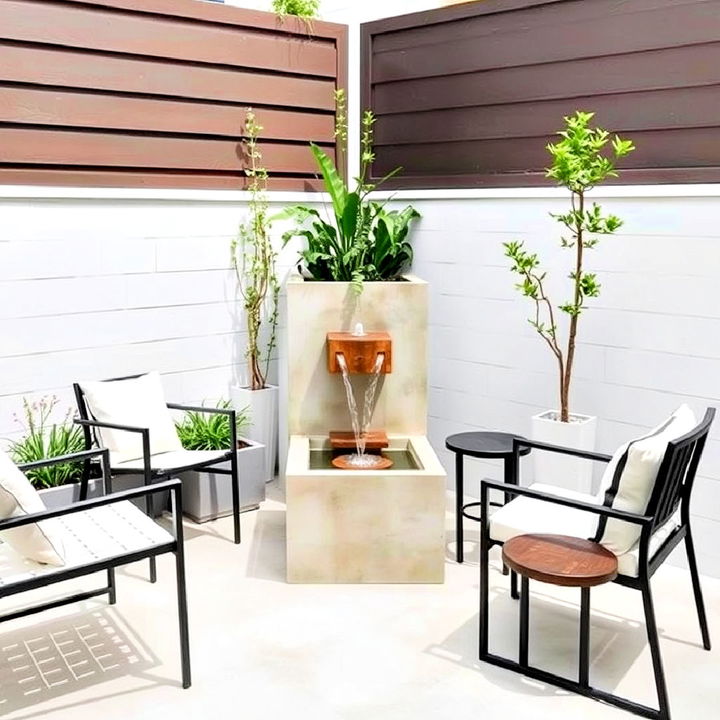 modern fountain in your patio corner