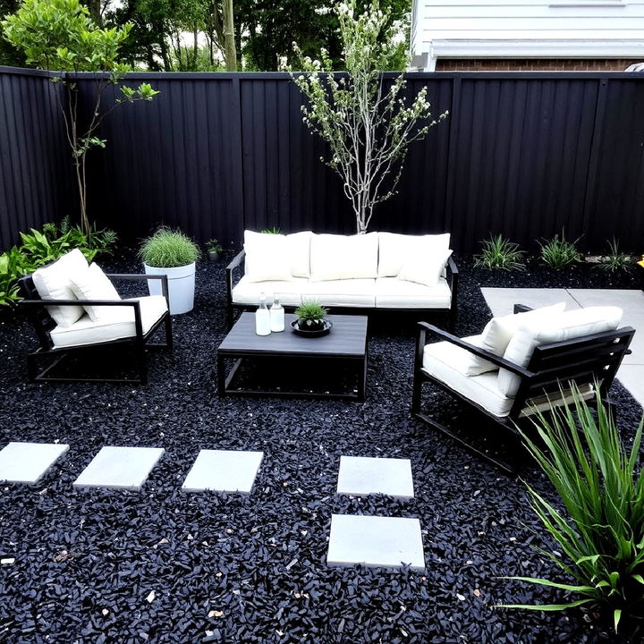 modern mulch patio with minimalist appeal