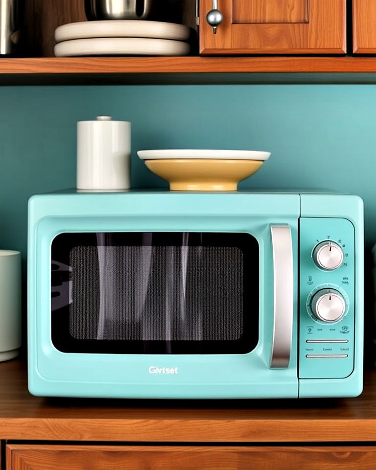 modern soft teal microwave