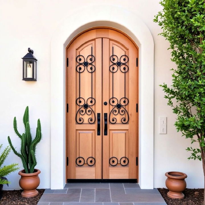 modern spanish front door with minimalist ironwork