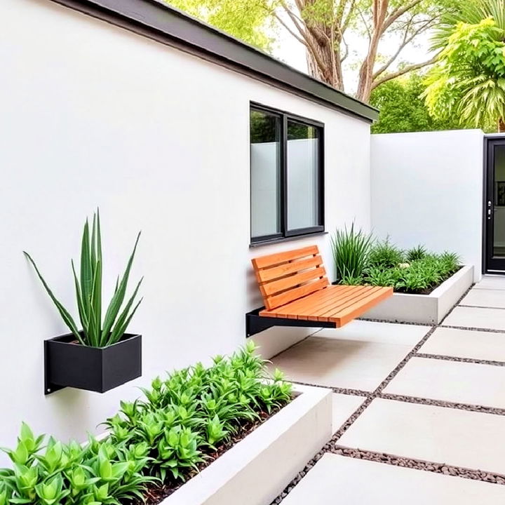 modern suspended bench patio seating