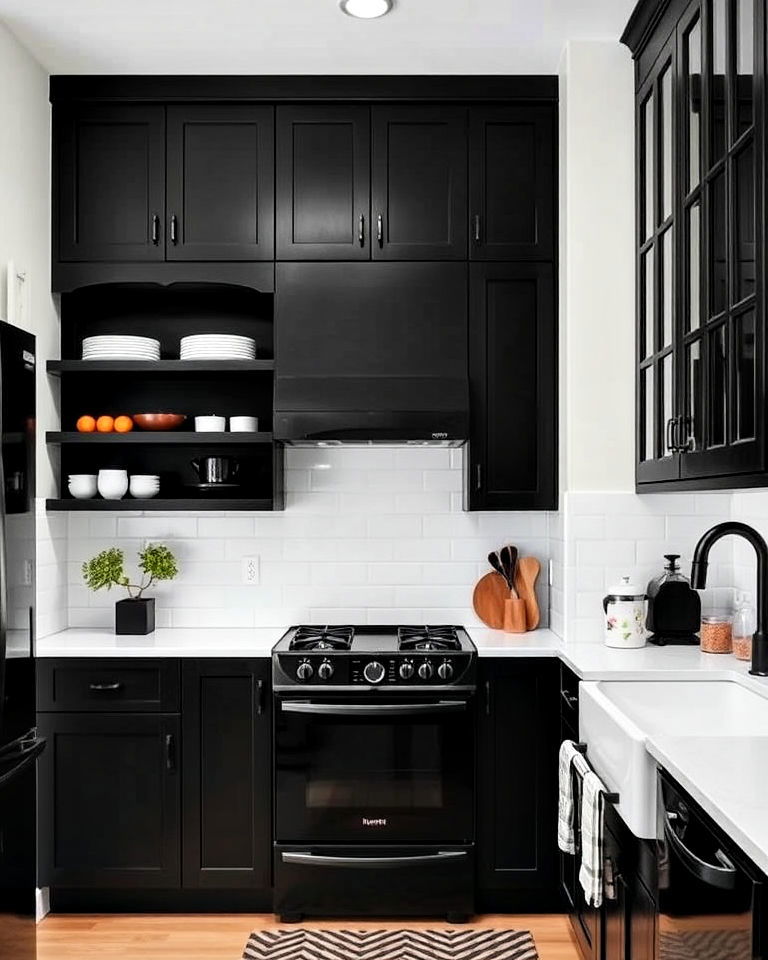 monochrome black kitchen