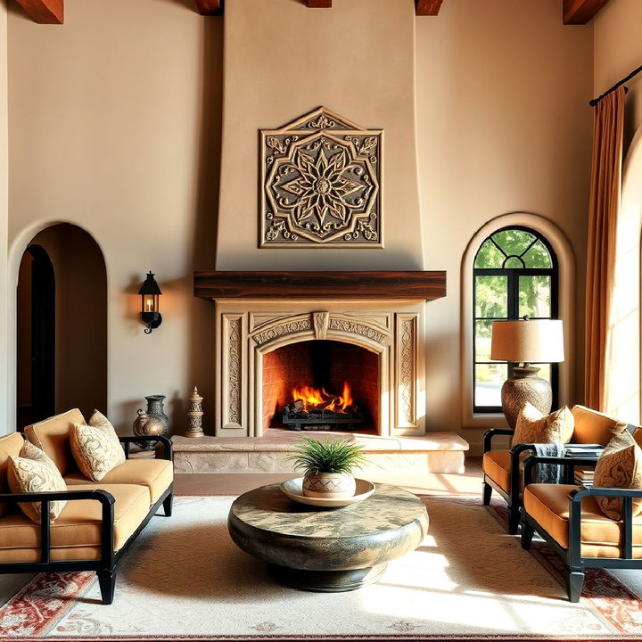 moorish style fireplace details