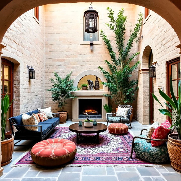 moroccan inspired courtyard accents for an exotic flair