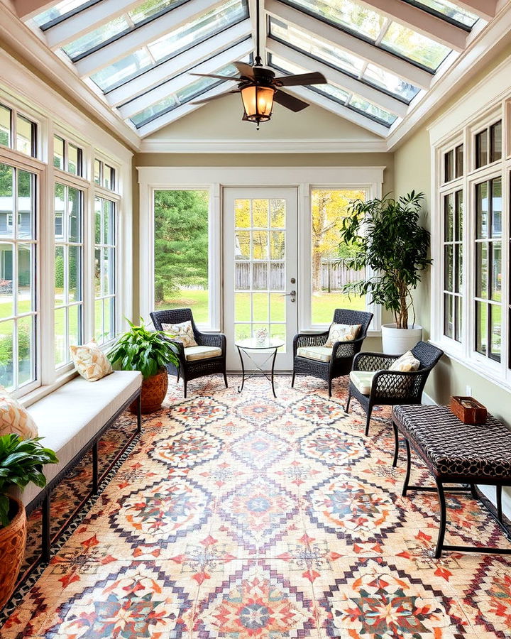 mosaic tiles floor sunroom