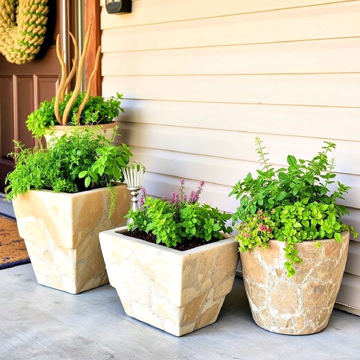 natural stone planting containers for porch