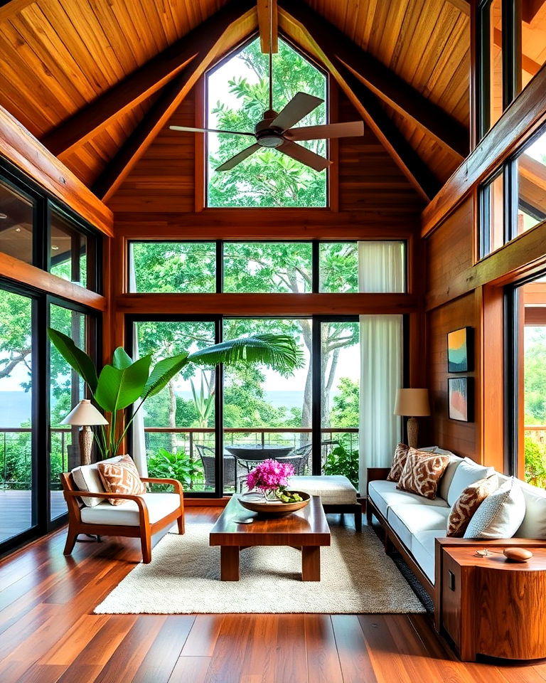 natural wood elements hawaiian interior