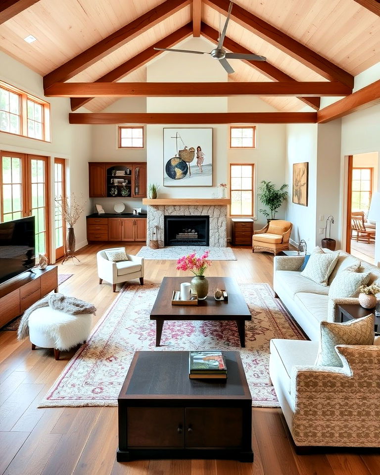 open floor plan prairie style interior