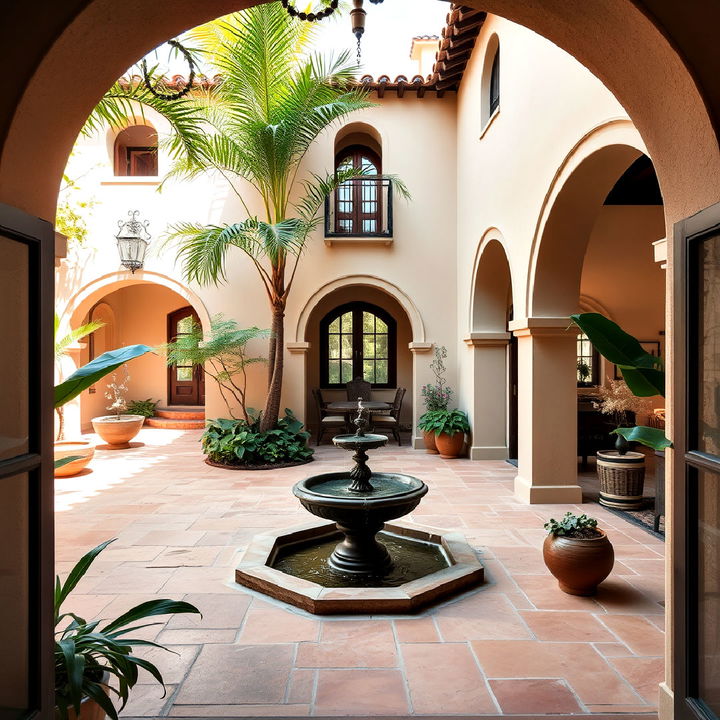 open style spanish courtyard for a peaceful retreat