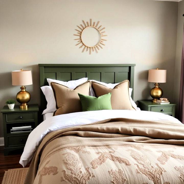 opt for olive green nightstands for a bold accent