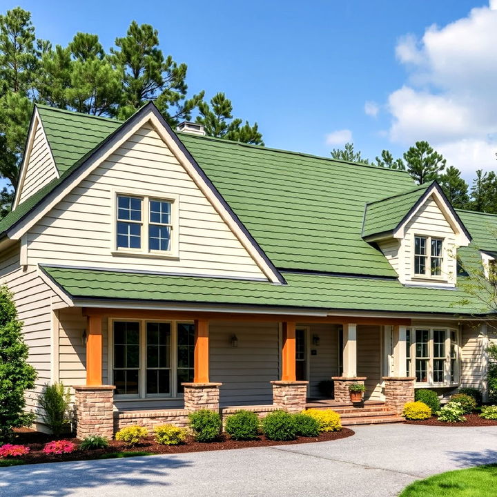 opt for olive green roof tiles for a unique touch