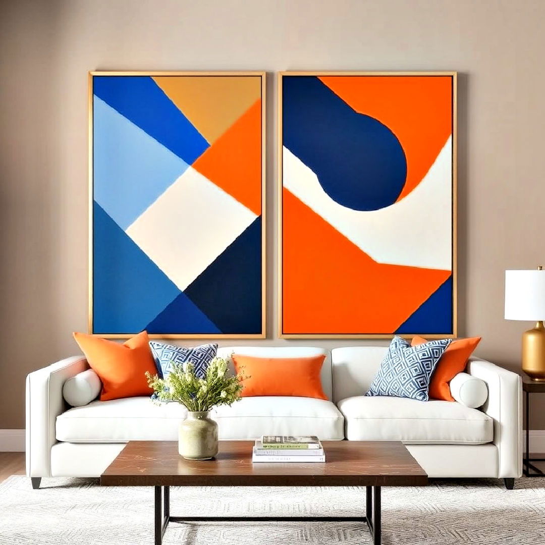 orange and blue geometric art for a modern look
