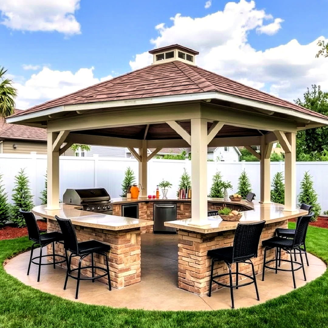 outdoor bar and grill station with gazebo