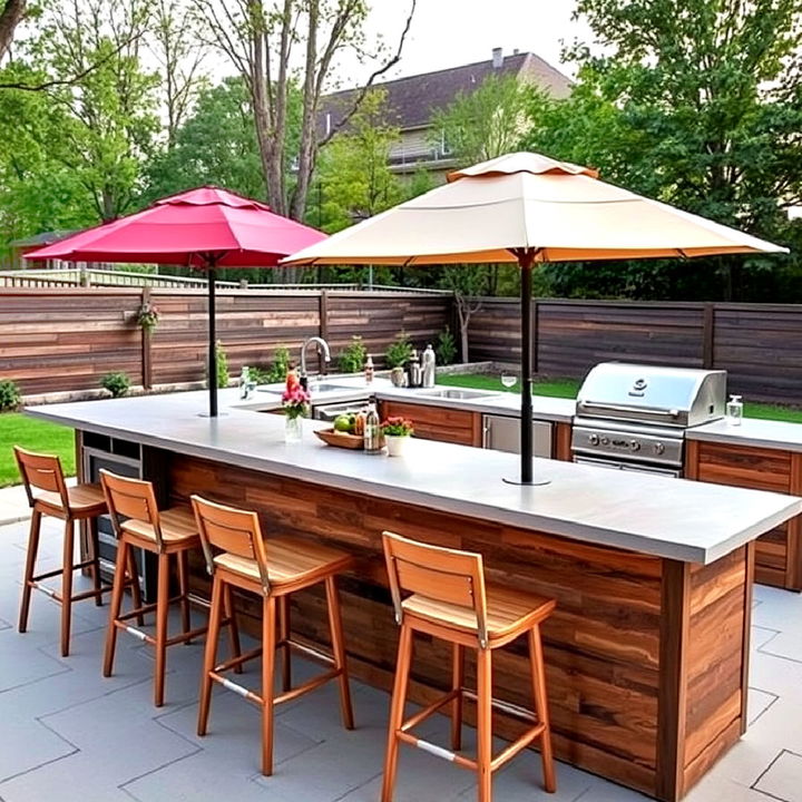 outdoor barbecue and beverage station