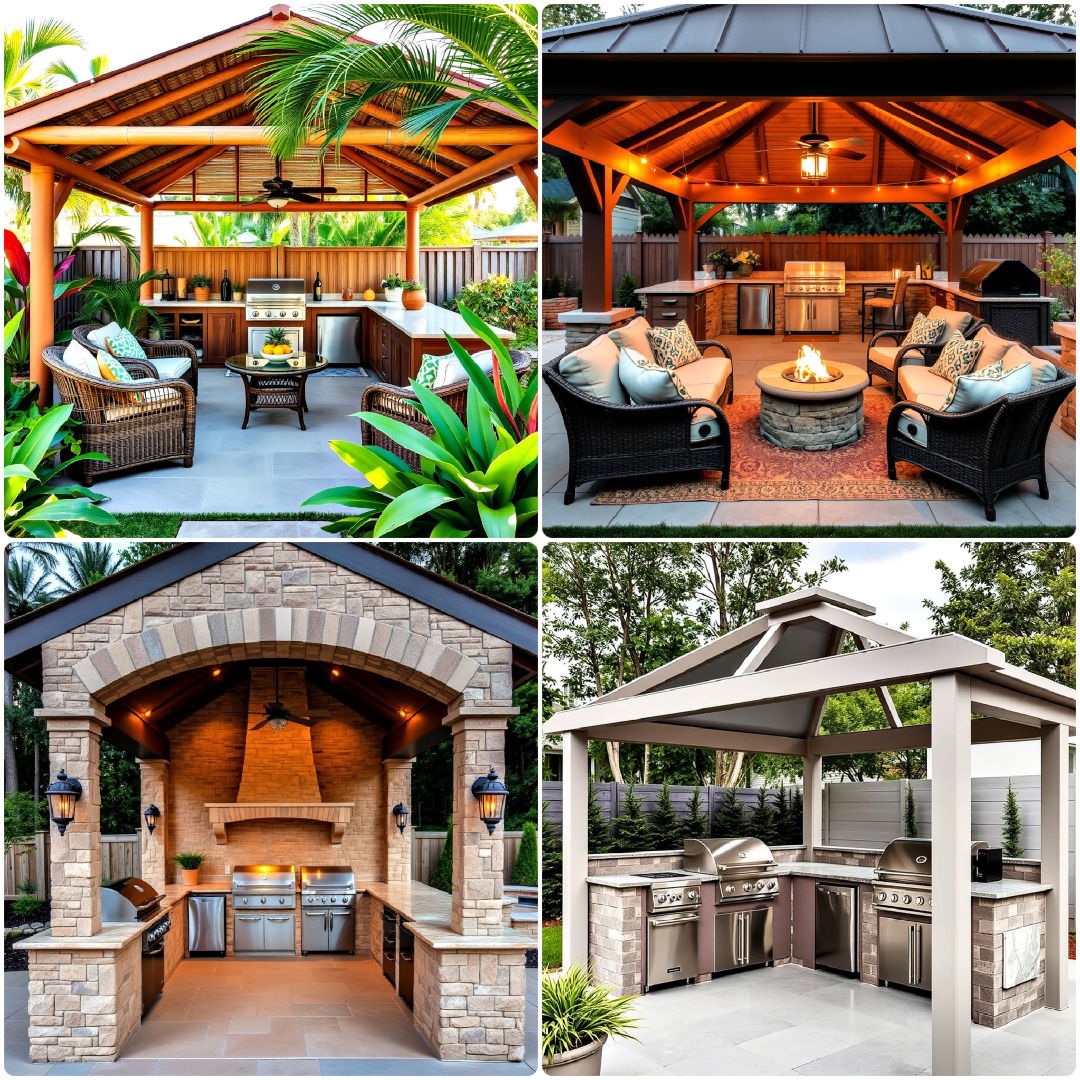 outdoor kitchen with a gazebo ideas