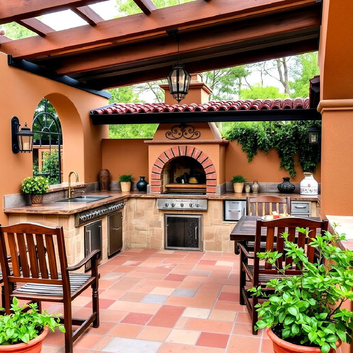 outdoor kitchen with beautiful spanish flair