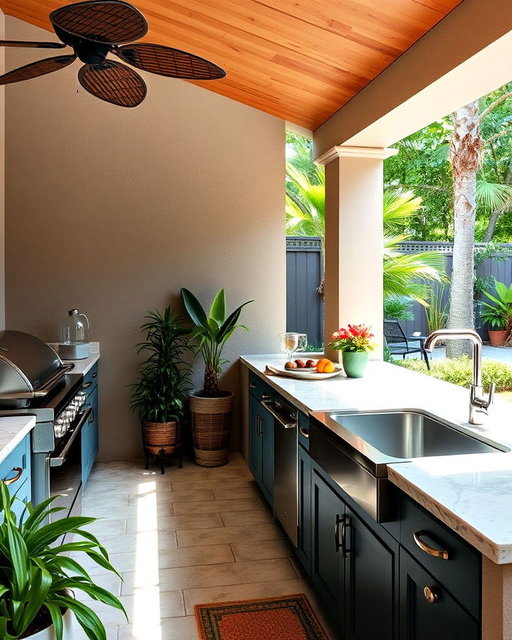 outdoor lanai kitchen sink for hygiene