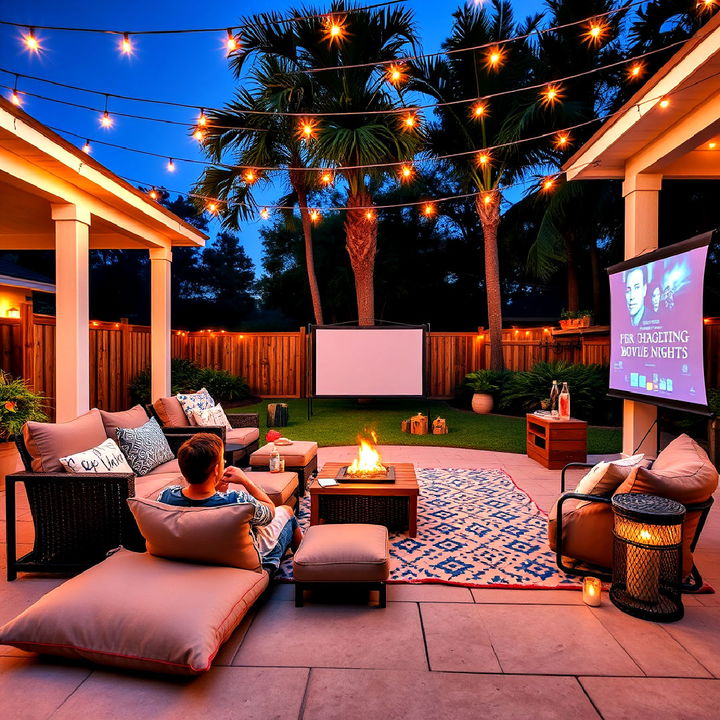 outdoor movie night setup for florida backyard