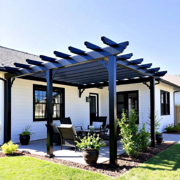 outdoor pergola with black detailing