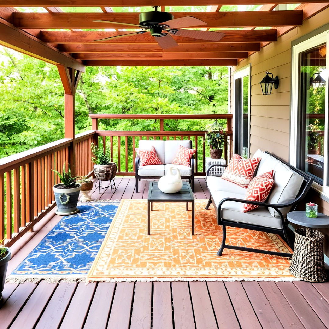 outdoor rug accents deck