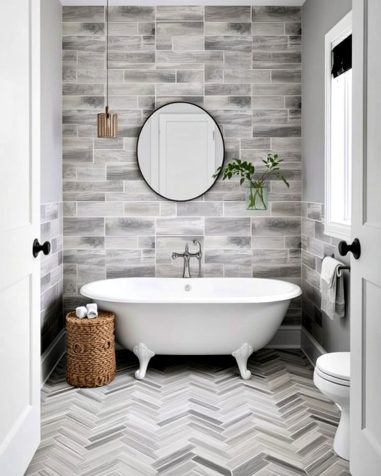 patterned gray tiles for a dynamic look