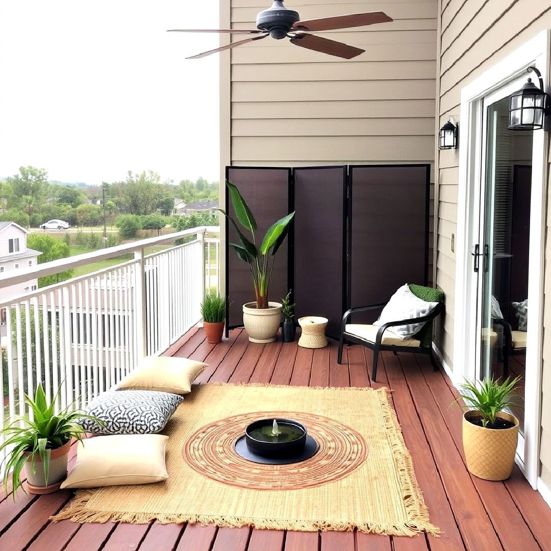 peaceful meditation space on your second floor deck