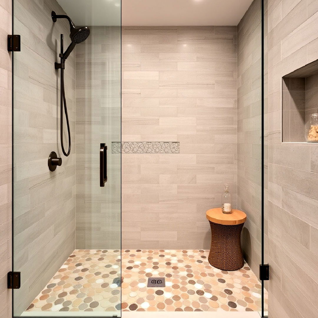 pebble tile flooring shower