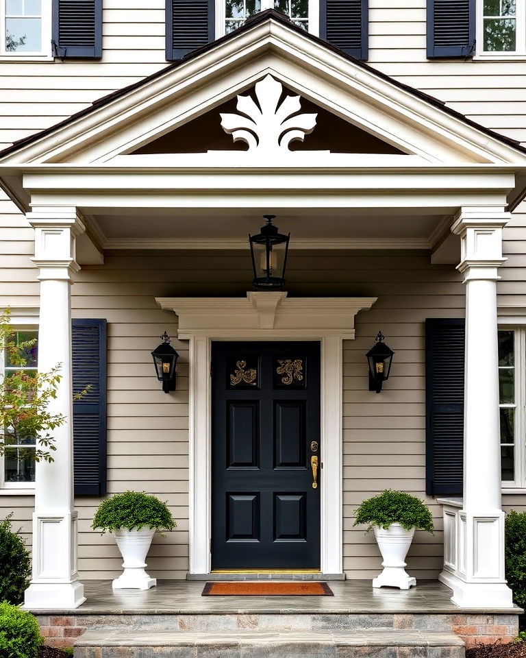 pediment above the front door