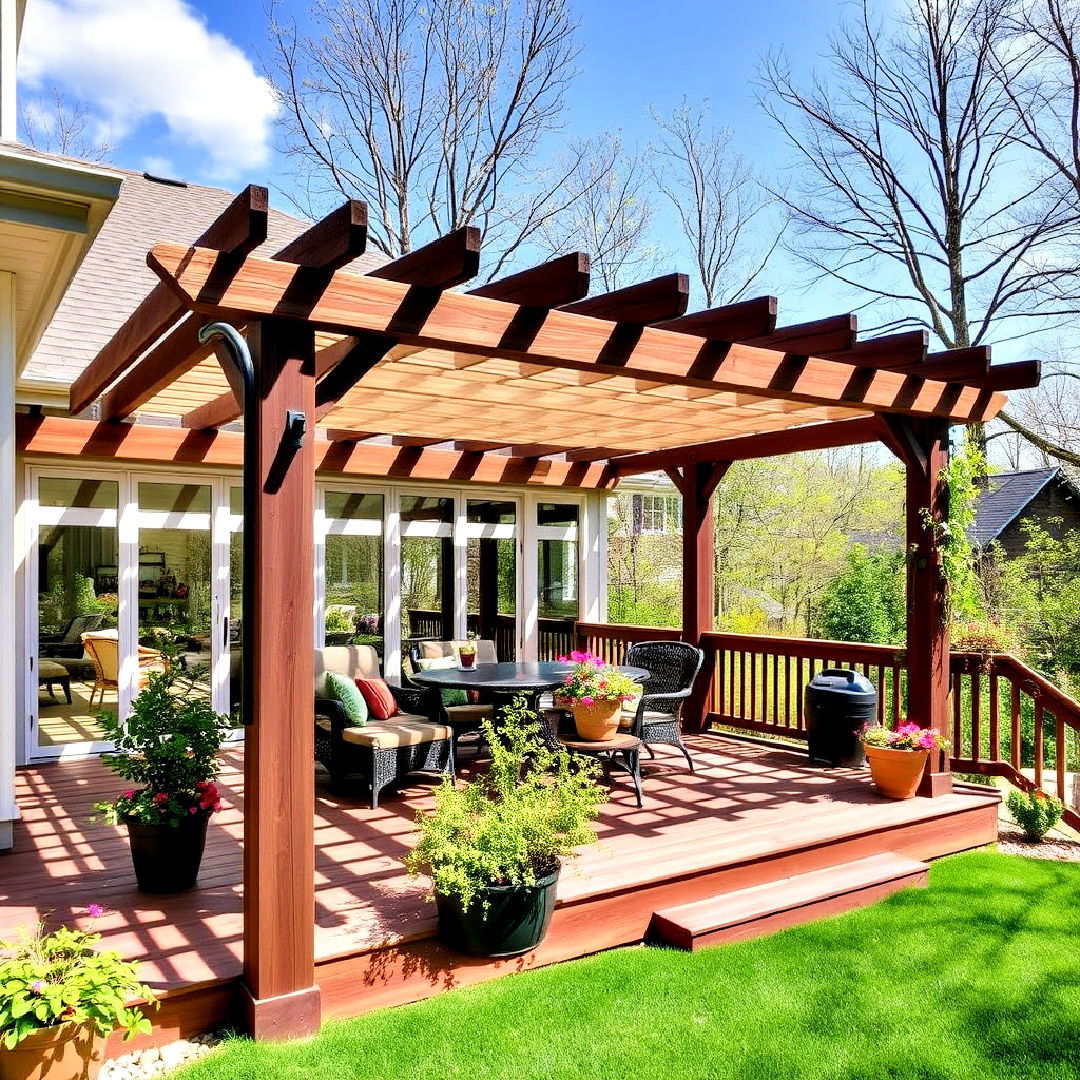 pergola enhanced deck and sunroom