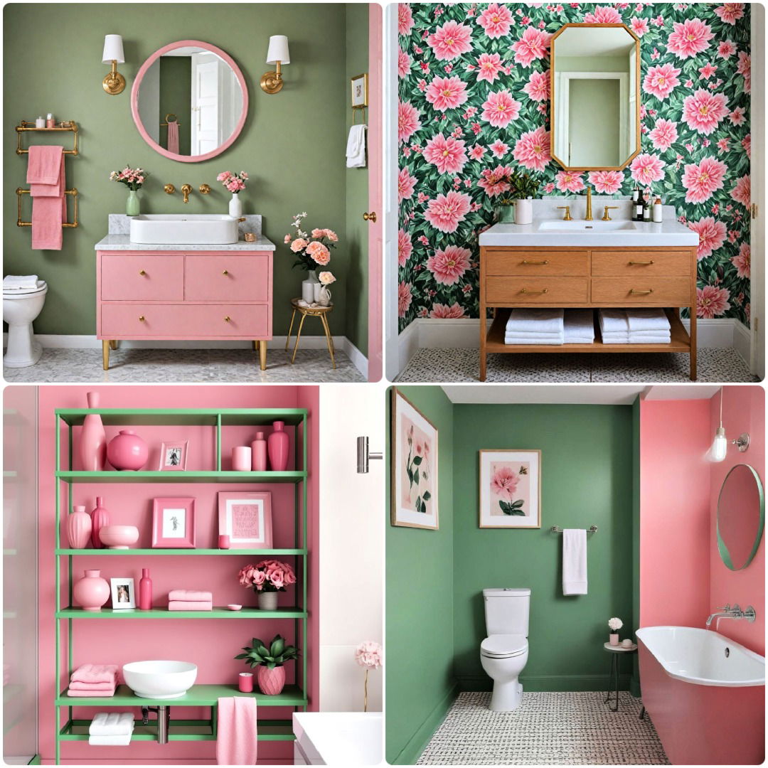 pink and green bathroom design ideas