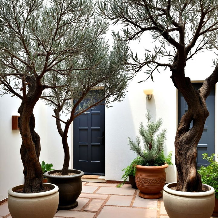 plant olive trees in a spanish courtyard