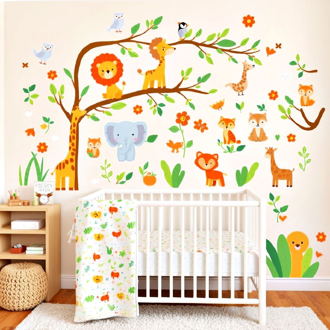 playful animal wall stickers