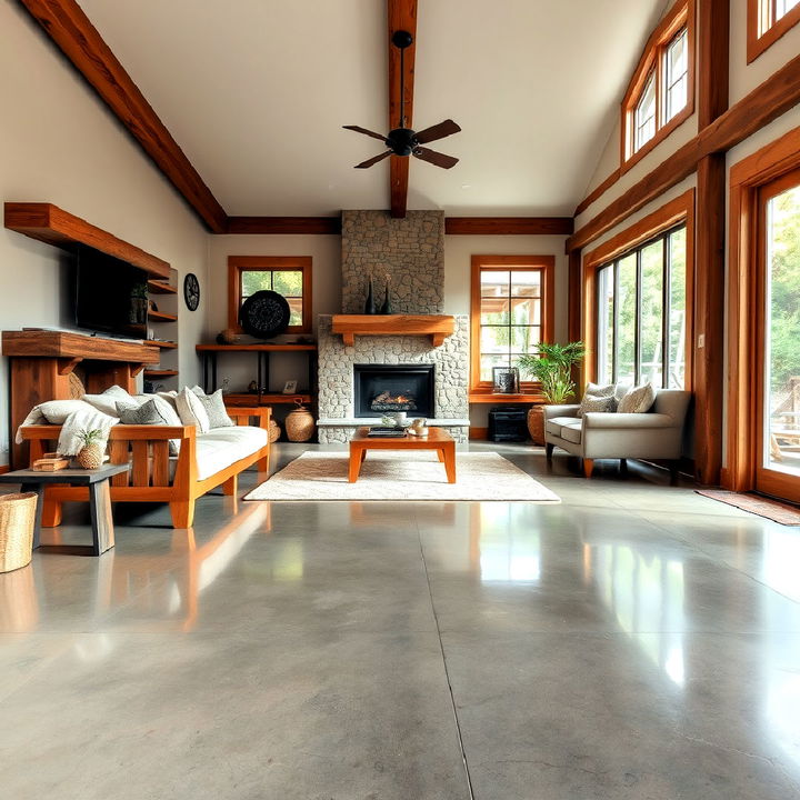 polish concrete floor for living room