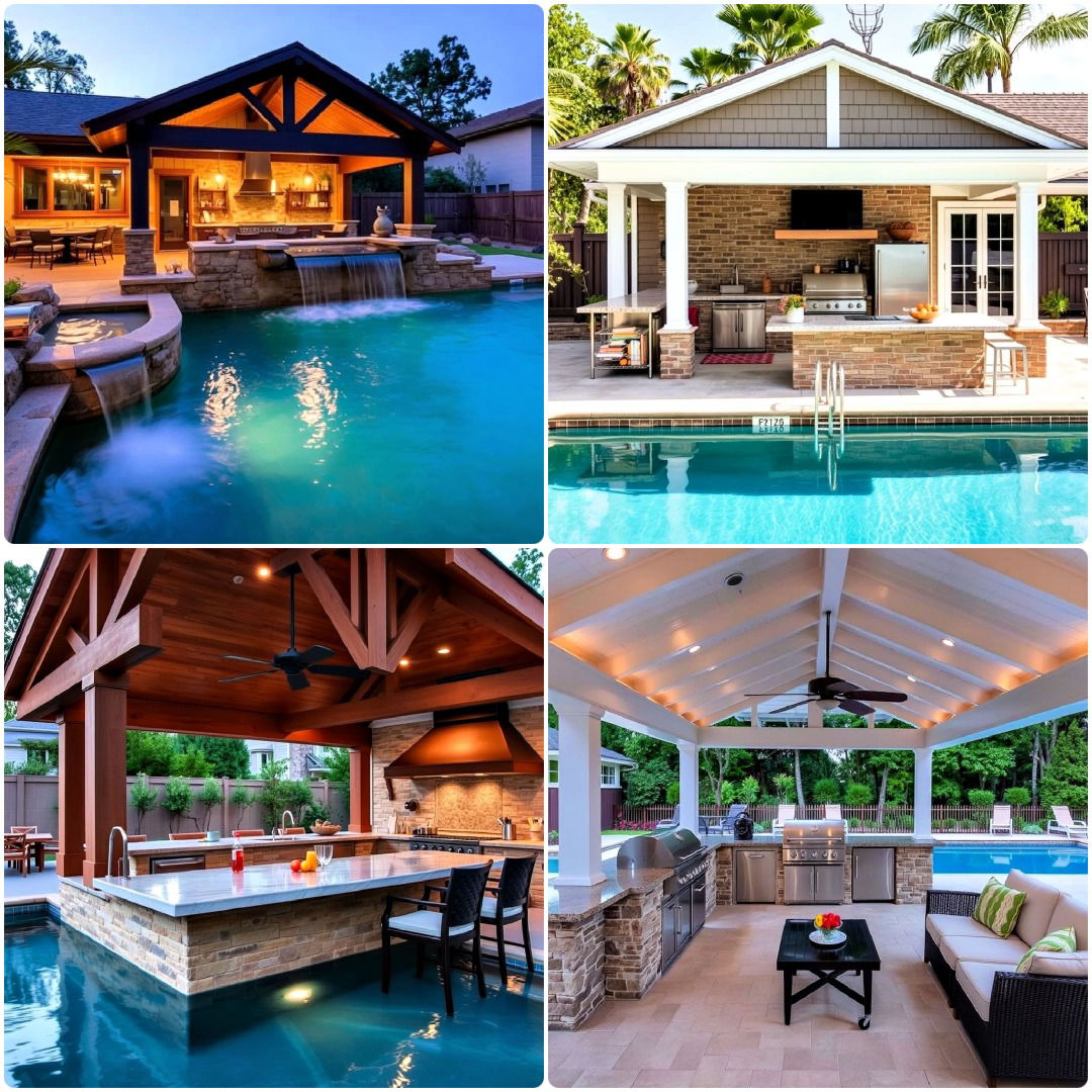 pool house with outdoor kitchen ideas