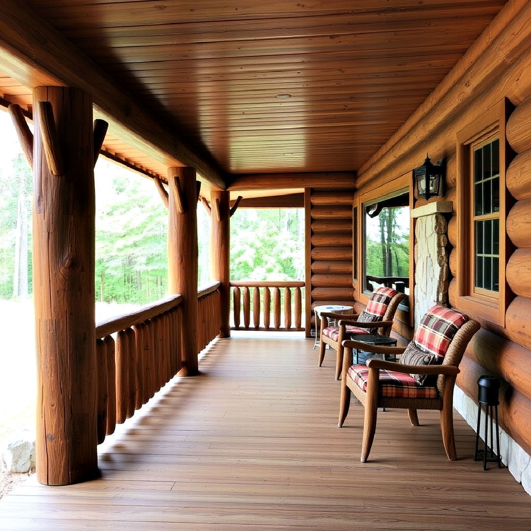 porch log railing and columns