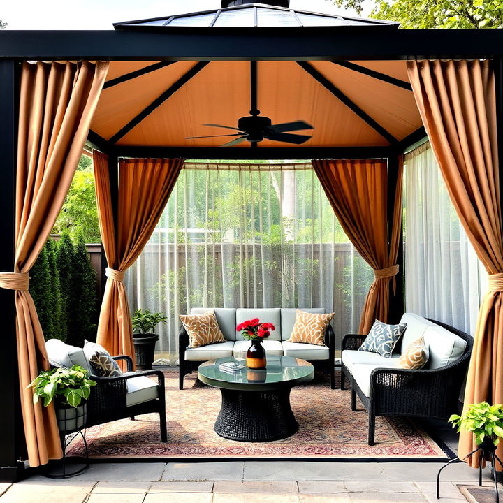 privacy focused gazebo with outdoor curtains