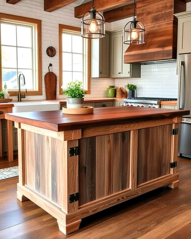 reclaimed barn wood island