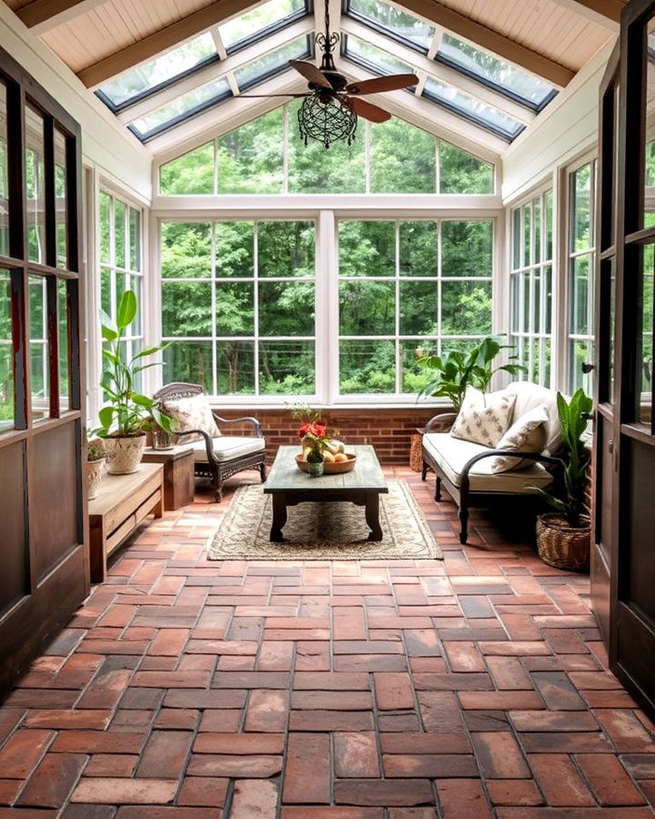 reclaimed brick tiles floor