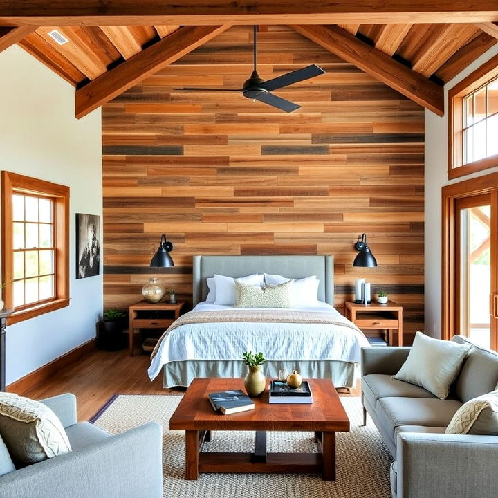 reclaimed wood barndominium interior accent