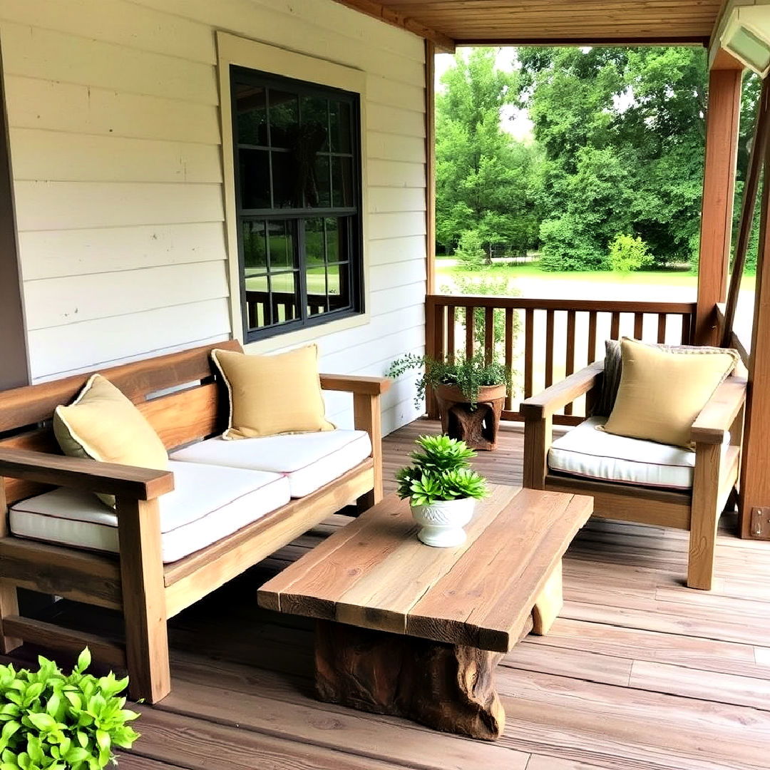 reclaimed wood furniture for rustic porch