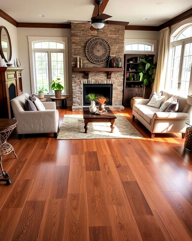 red oak living room flooring