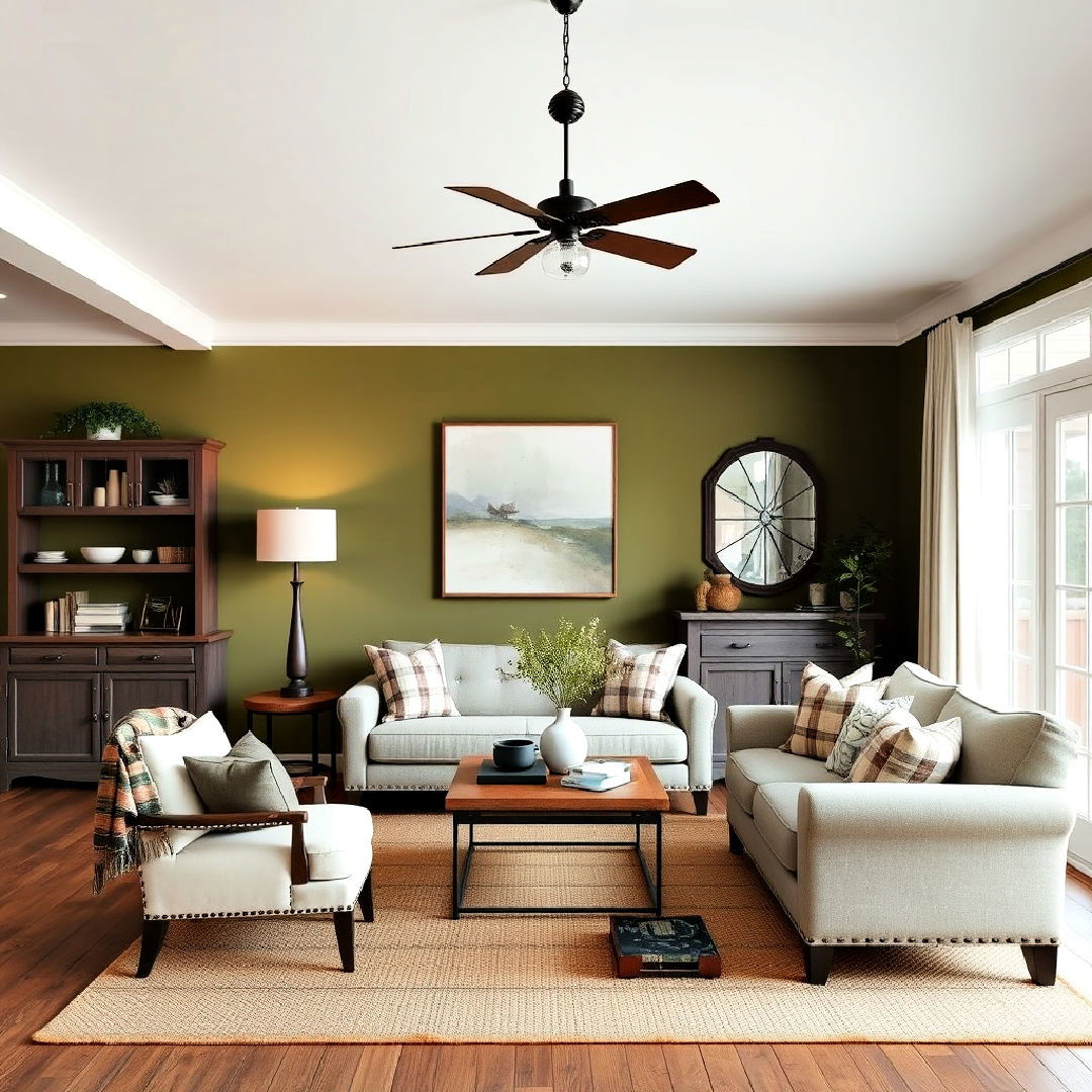 refresh rustic interiors with a modern olive green accent wall twist