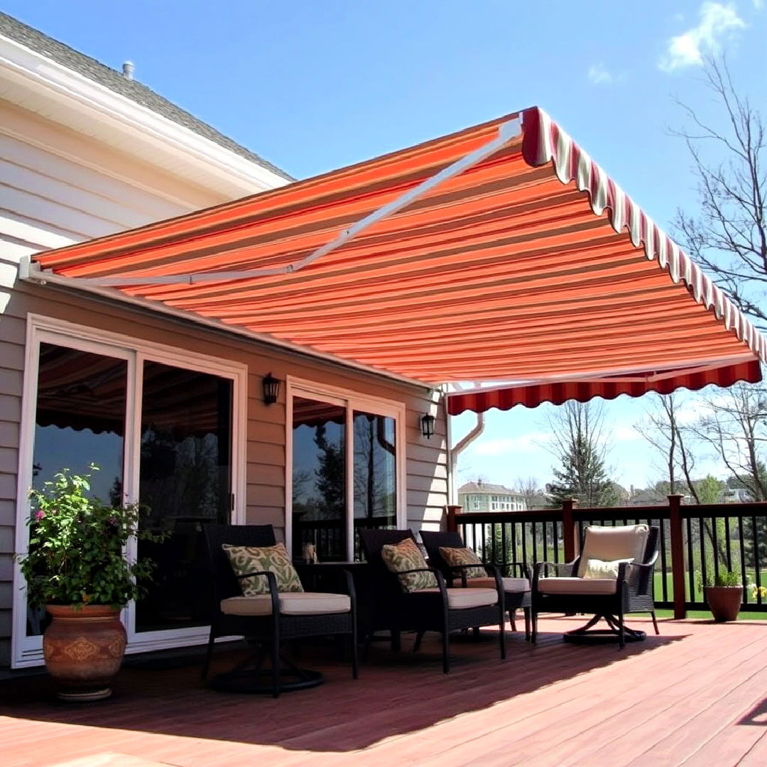 retractable awning for a partially covered deck