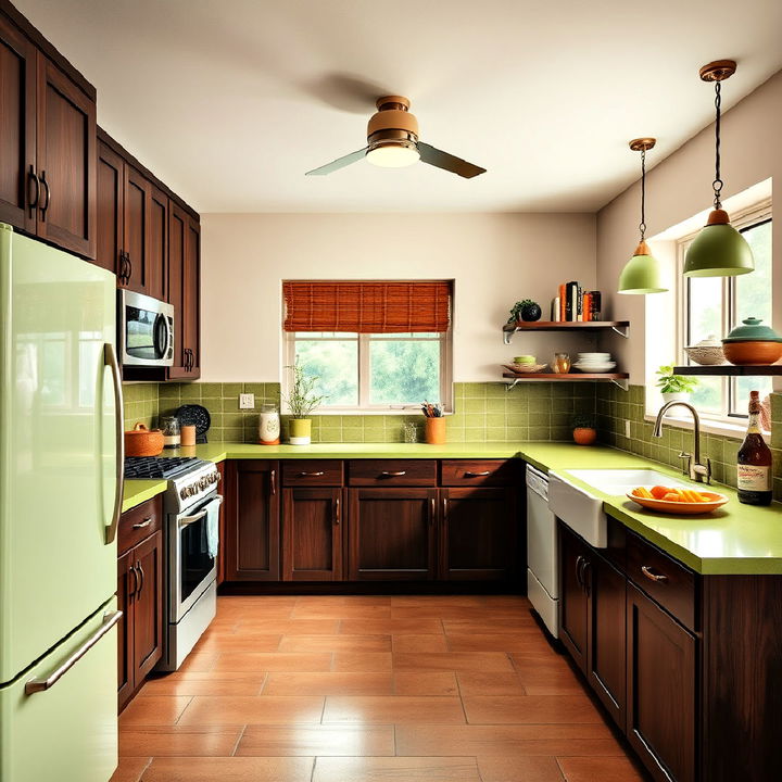 retro avocado green countertop for a unique twist