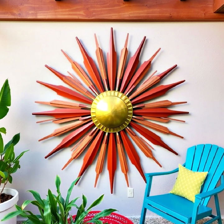 retro sunburst patio wall décor