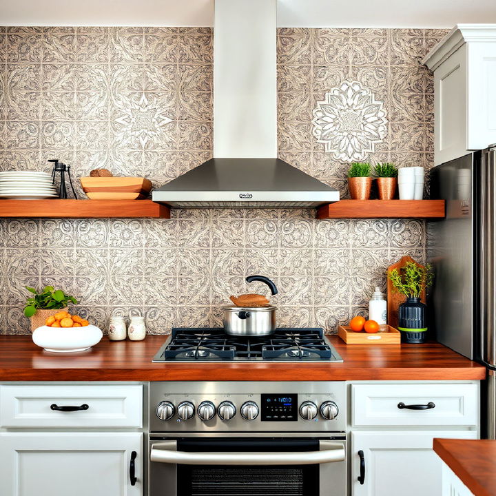 retro tin panel backsplash for kitchen