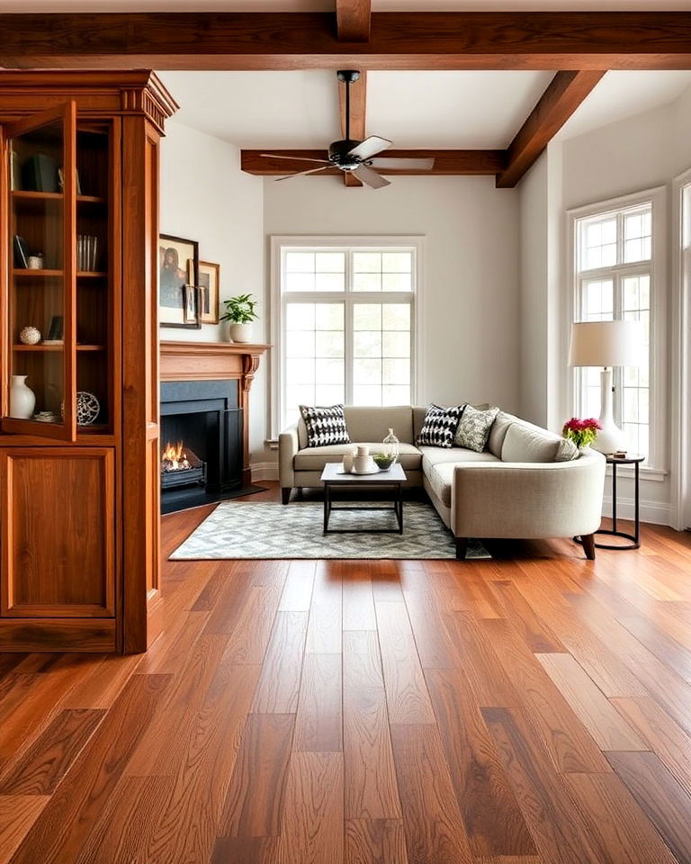 rich chestnut wood den floor