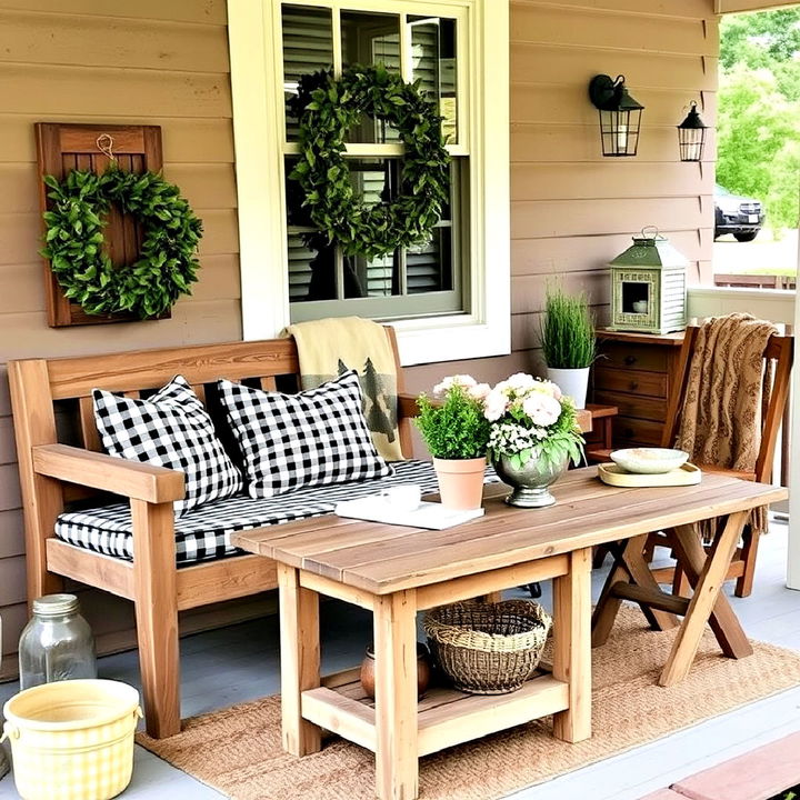 rustic and elegant farmhouse inspired side porch